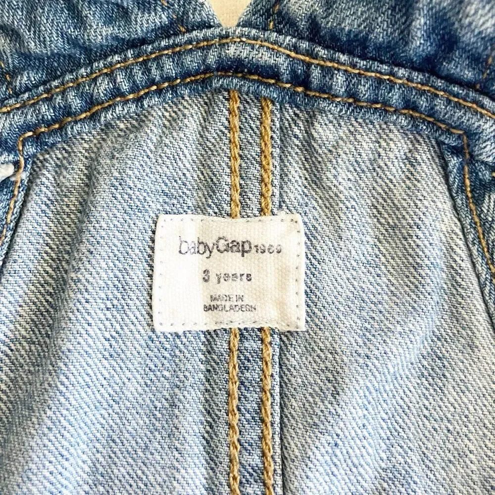 babyGap Denim Overall Dress Toddler Girl Size 3 Blue Jean Pockets 100% Cotton